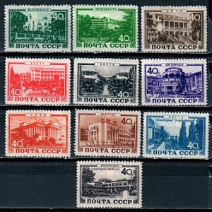 СССР, 1949, №1424-1433, Курорты, серия из 10 марок ** MNH